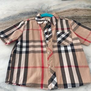 Burberry Print Plaid Button up t shirt